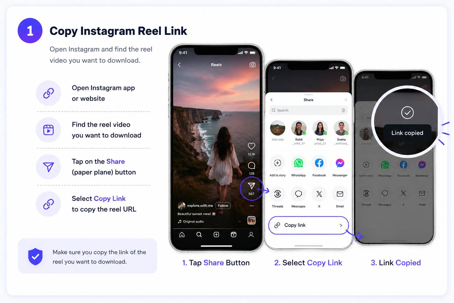 Copy Instagram photo link