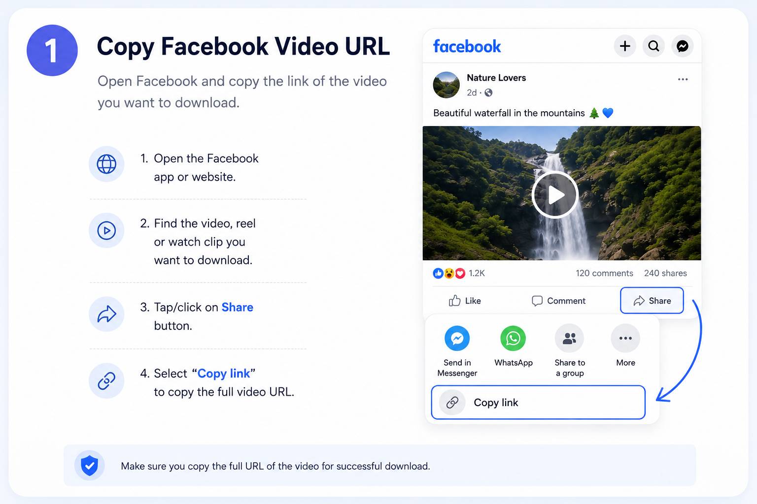 Copy Facebook video link